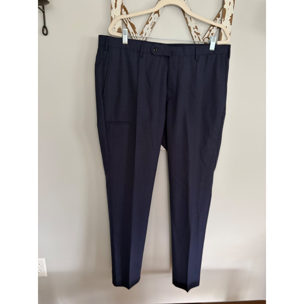 Incotex Technowool Dress Pant Men 39x33 Slowear Modern Fit Pattern M Navy Blue